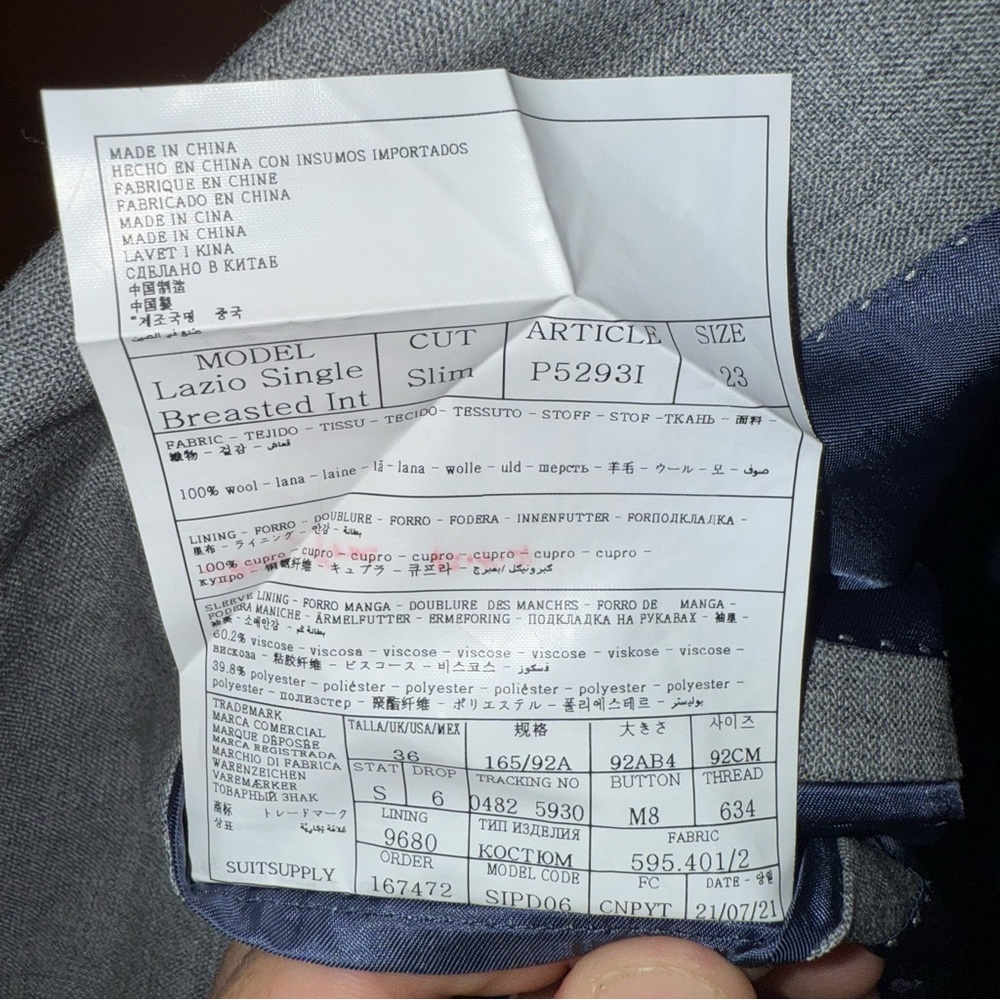 $499 Suitsupply Lazio 100% Wool VBC light Gray Suit jacket Blazer 36S *As-is* - Picture 14 of 17